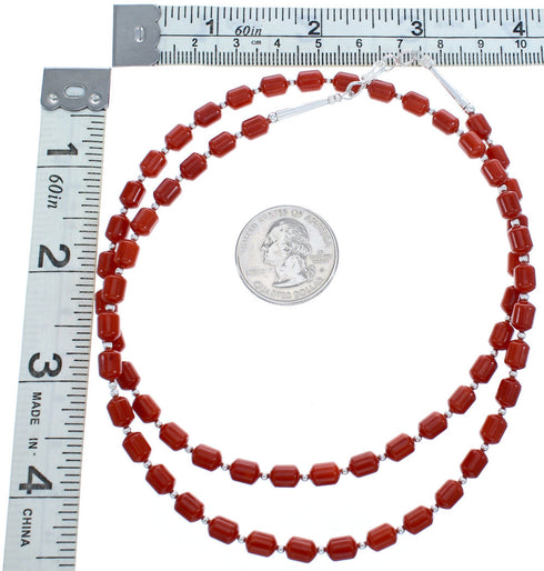 Sterling Silver Coral 24" Bead Necklace KX121070